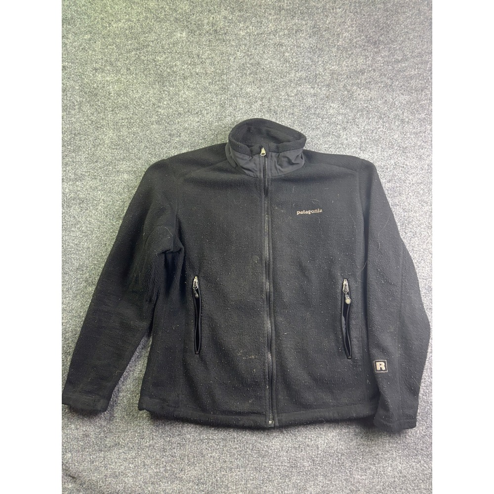 Patagonia Regulator Fleece Jacket Womens Medium Black Full Zip R Logo Pocket